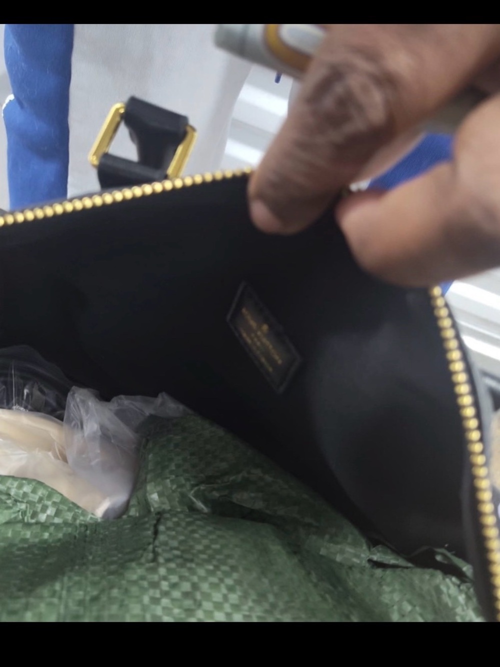 Source Unknown Brown Monogram Satchel with Mint Luggage Tag and Beaded Charm - Picture 3 of 3